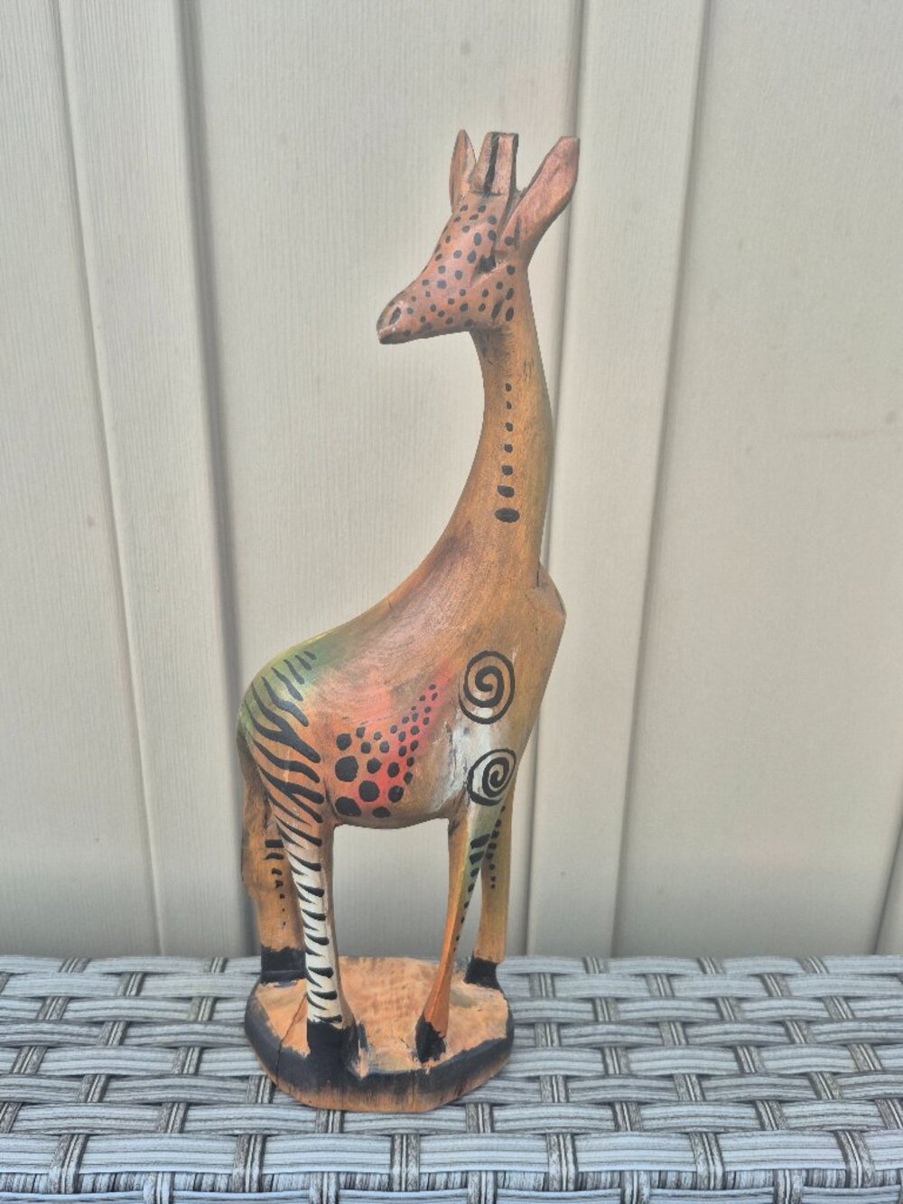 Vintage African Hand Carved Wooden Giraffe Statue 12inches Tall Kenya Safari